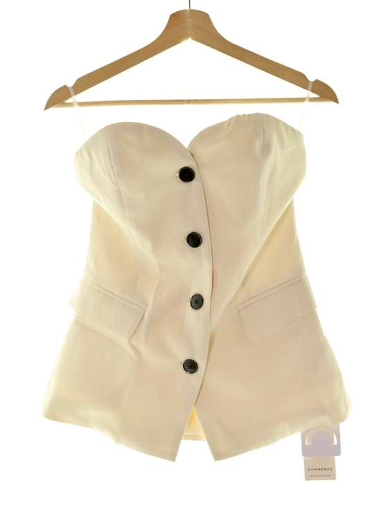 NWT Commense Sweetheart Button Up Ivory Tailored Tube Top Corset Womens S - Picture 4 of 11